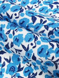 Cerulean/White/Navy 100% Rayon Floral Print Challis 54W