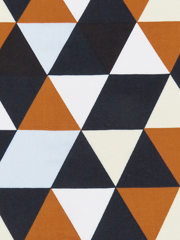 Navy/Ginger Brown/Ivory/Multi 100% Rayon Triangle Print Challis 54W