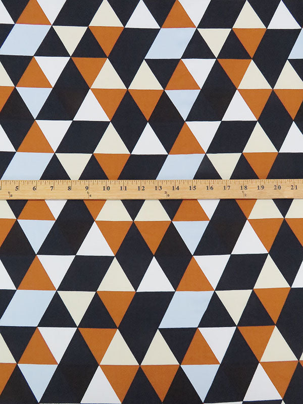 Navy/Ginger Brown/Ivory/Multi 100% Rayon Triangle Print Challis 54W