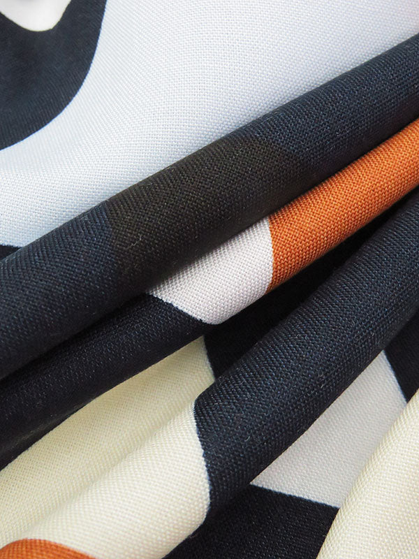 Navy/Ginger Brown/Ivory/Multi 100% Rayon Triangle Print Challis 54W