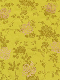 Citrine/Gold/Dijon 100% Rayon Floral Foil Print Challis 52W