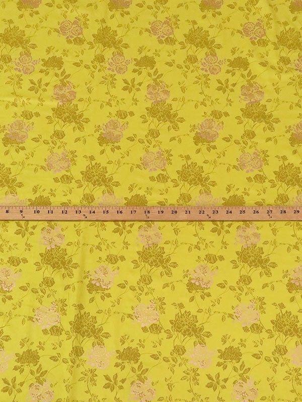 Citrine/Gold/Dijon 100% Rayon Floral Foil Print Challis 52W