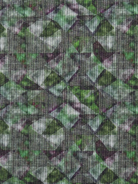 Kelly Green/Deep Grape Purple/Smokey Gray/Multi 100% Rayon Abstract Print Shirting- Ecoliva - 54W