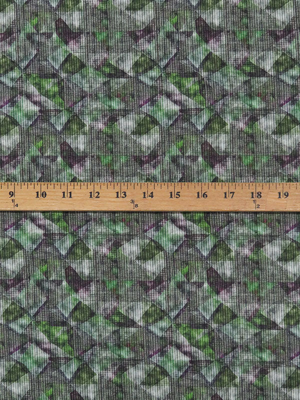 Kelly Green/Deep Grape Purple/Smokey Gray/Multi 100% Rayon Abstract Print Shirting- Ecoliva - 54W