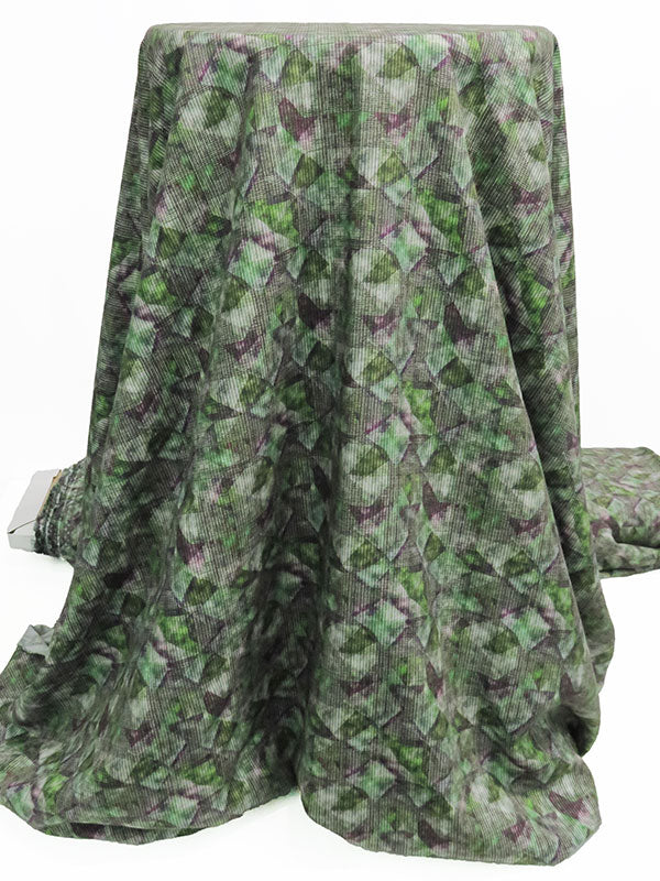 Kelly Green/Deep Grape Purple/Smokey Gray/Multi 100% Rayon Abstract Print Shirting- Ecoliva - 54W