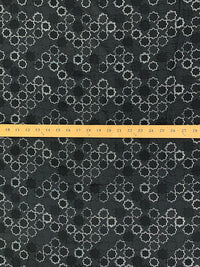 Dark Gunmetal/Off-White/Black 100% Rayon Abstract Geometric Print Challis 54W