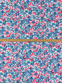 Blueberry/Brink Pink/White 100% Cotton Floral Print Poplin Shirting 56W