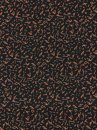 Black/Bright Orange 100% Cotton Mini Abstract Etches Print Poplin Shirting 56W