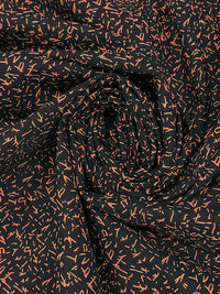 Black/Bright Orange 100% Cotton Mini Abstract Etches Print Poplin Shirting 56W