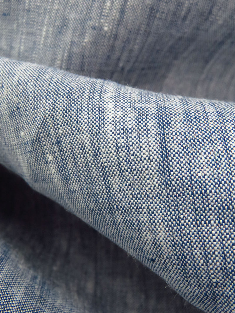 Navy Blue/White 100% Linen Cross-Dyed Shirt Weight Woven 56W