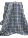 Lapis Blue/White/Tan 100% Linen Yarn-Dyed Plaid Shirt Weight Woven 56W