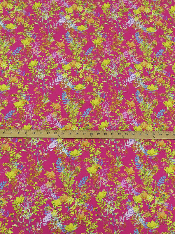 Fruit Punch Pink/Citrine Yellow/Primrose/Multi 100% Rayon Floral Print Challis 56W