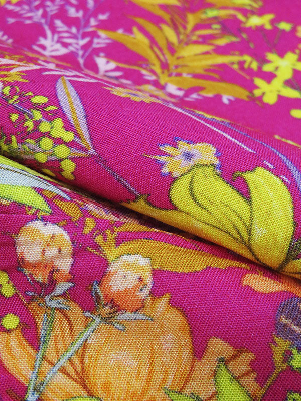 Fruit Punch Pink/Citrine Yellow/Primrose/Multi 100% Rayon Floral Print Challis 56W