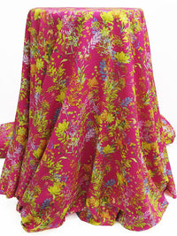 Fruit Punch Pink/Citrine Yellow/Primrose/Multi 100% Rayon Floral Print Challis 56W