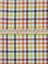 Burgundy/Dark Evergreen/Tuscan Sun/Multi 100% Linen Plaid Check Design Shirt Weight Woven 57W