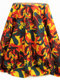 Scarlet/Dark Jungle Green/Marigold/Burnt Plum 100% Cotton Overlapping Tropical Print Poplin Shirting 58W