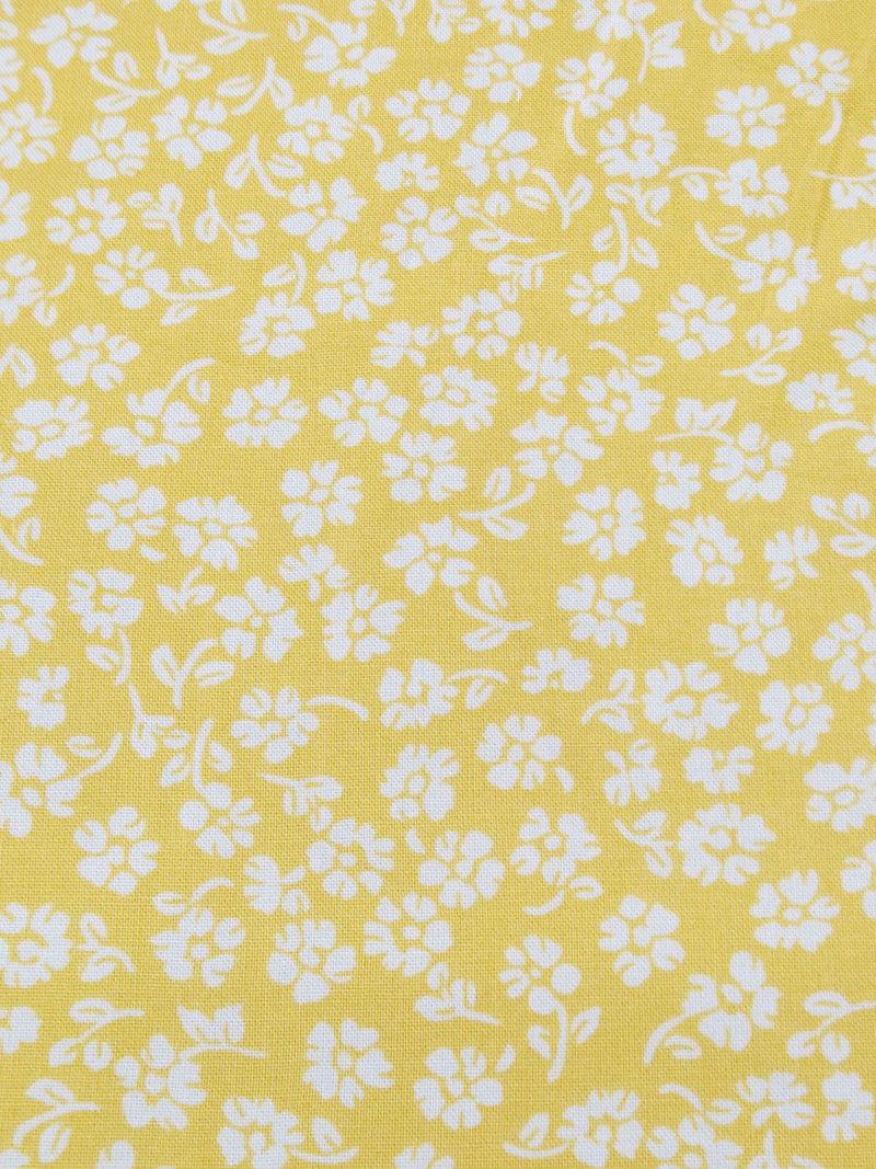 Lemon Zest/White 100% Rayon Ditsy Floral Print Challis 54W