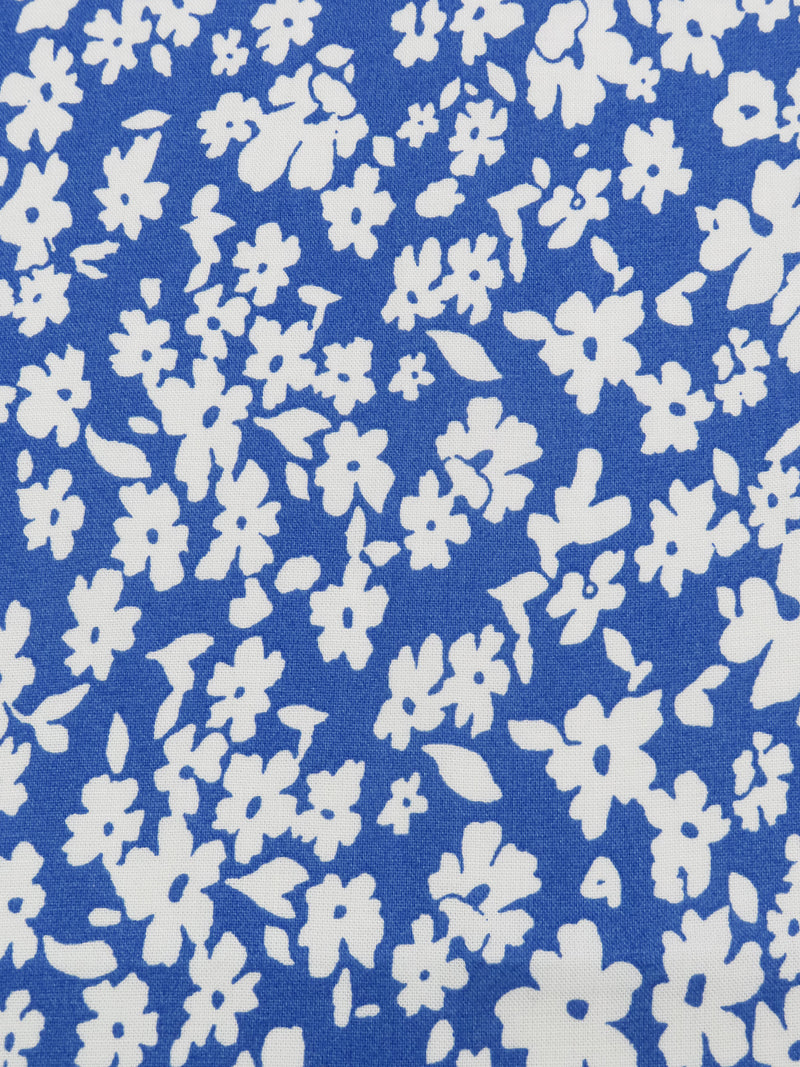 Celtic Blue/White 100% Rayon Floral Print Challis 58W