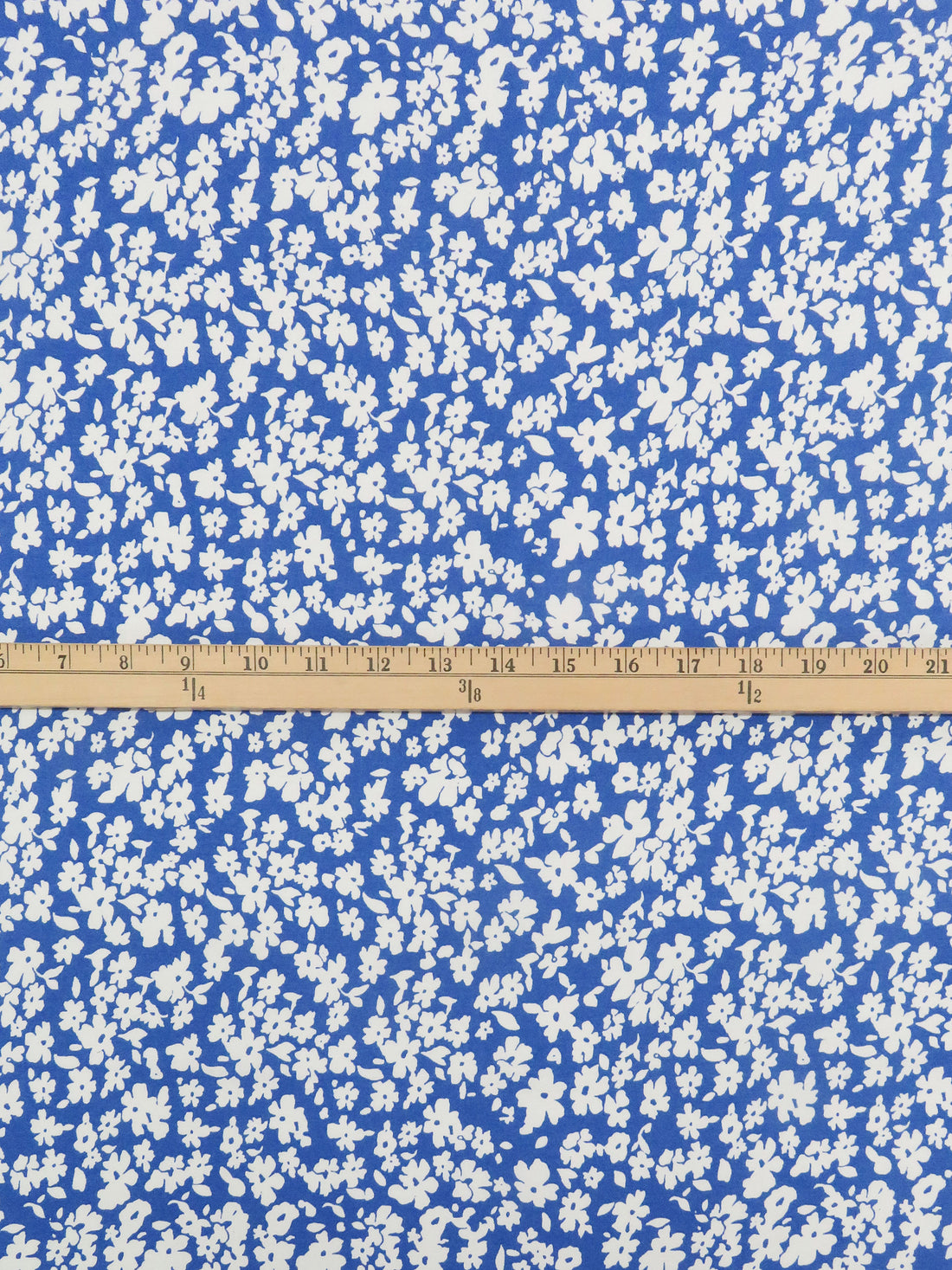 Celtic Blue/White 100% Rayon Floral Print Challis 58W