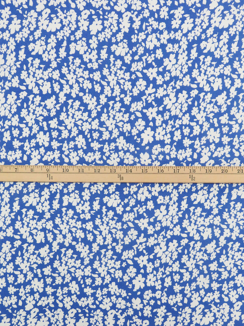 Celtic Blue/White 100% Rayon Floral Print Challis 58W