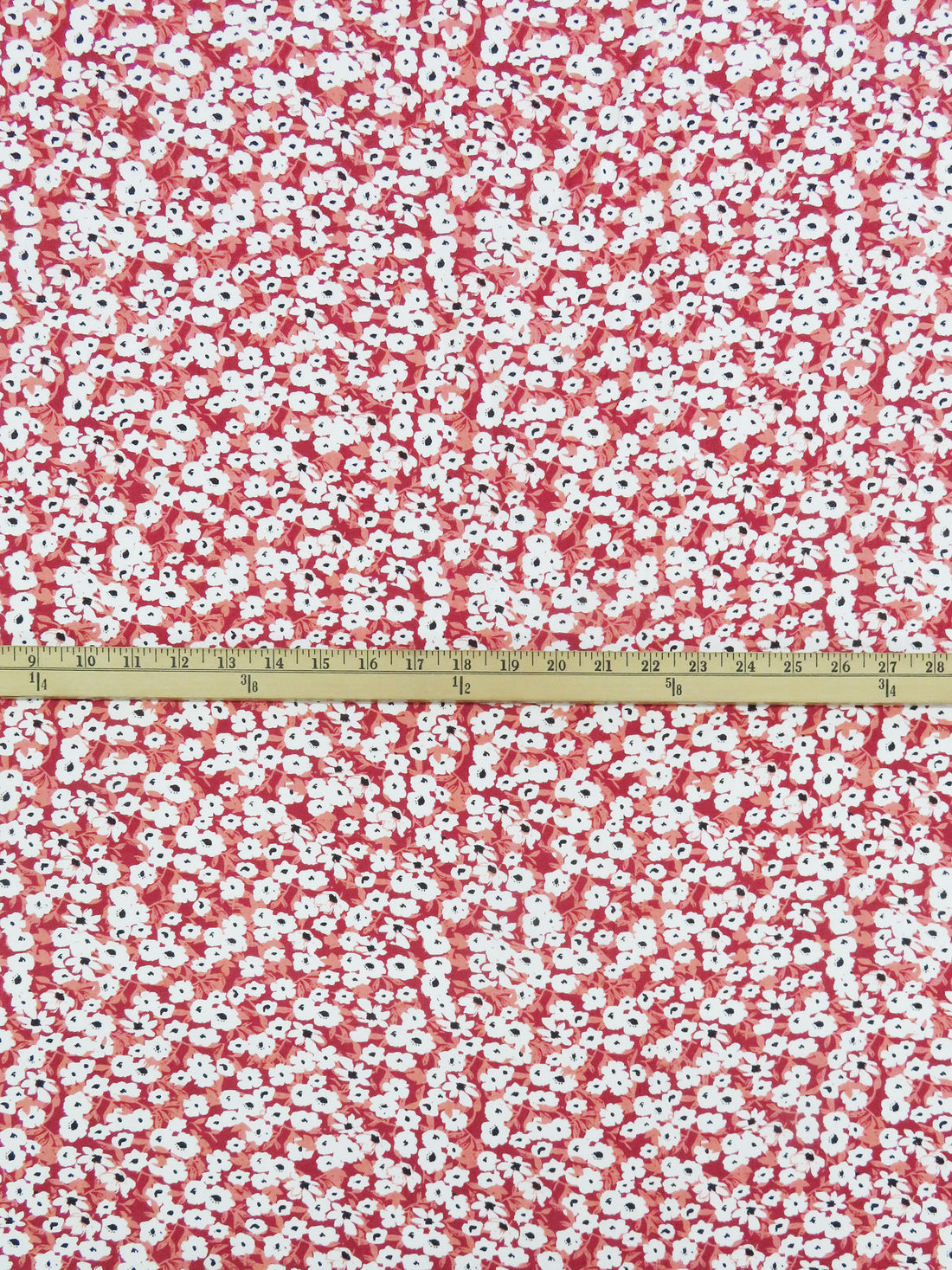 Deep Carmine/Terracotta Peach/White/Black 100% Rayon Floral Print Challis 54W