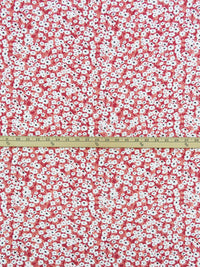 Deep Carmine/Terracotta Peach/White/Black 100% Rayon Floral Print Challis 54W
