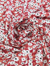 Deep Carmine/Terracotta Peach/White/Black 100% Rayon Floral Print Challis 54W