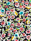 Turquoise Surf/Fiery Rose/Mango/Black/White 100% Cotton Floral Print Poplin Shirting 58W