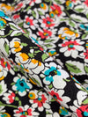 Turquoise Surf/Fiery Rose/Mango/Black/White 100% Cotton Floral Print Poplin Shirting 58W