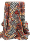Flame/Ash Gray/White/Multi 100% Rayon Ornate Floral Paisley Print Challis 54W