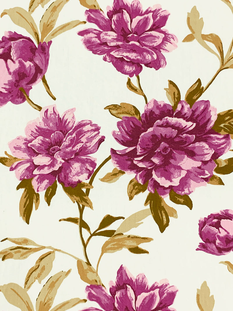 Boysenberry/Alabaster/Deep Bronze/Multi 100% Cotton Floral Print Poplin Shirting 58W