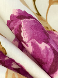 Boysenberry/Alabaster/Deep Bronze/Multi 100% Cotton Floral Print Poplin Shirting 58W