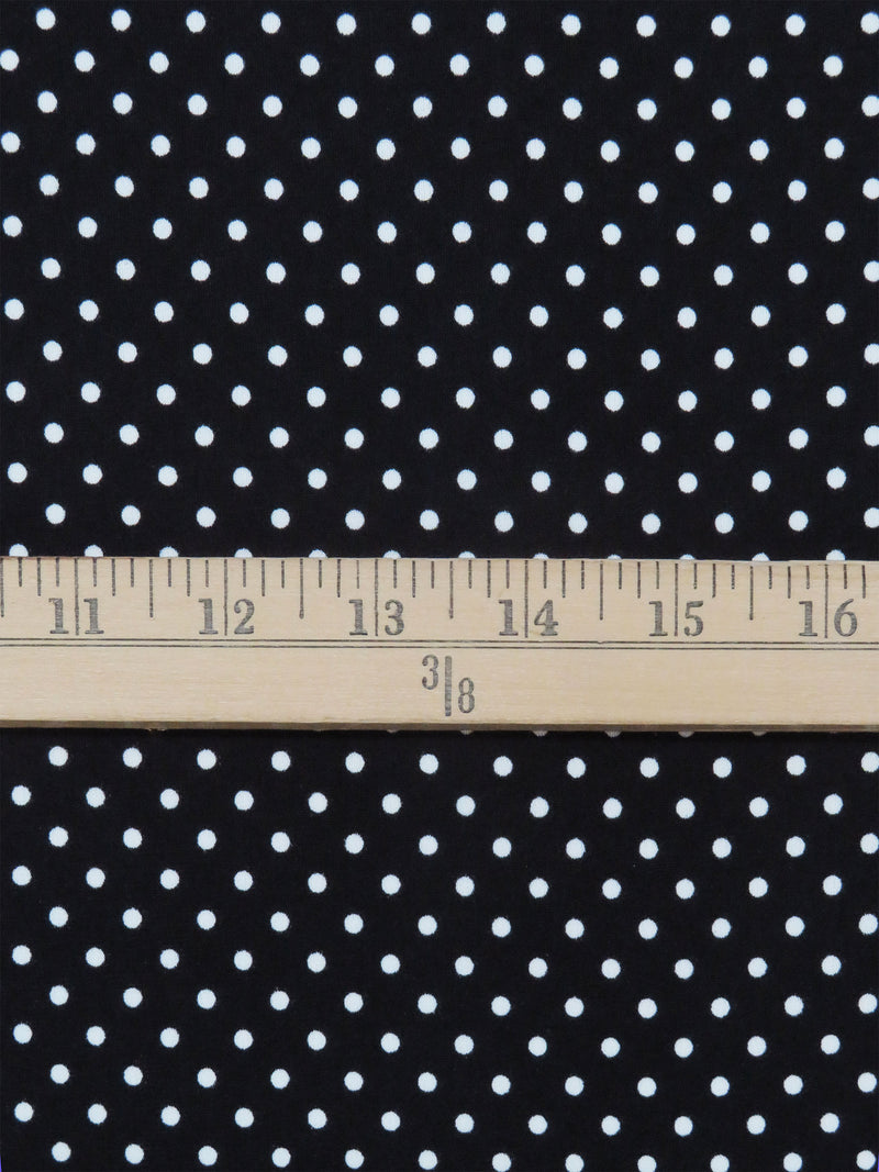 Black/White Polyester/Lycra Small Polka Dot Print ITY Knit - NY Designer - 56W