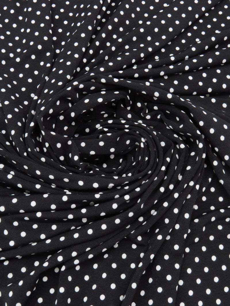 Black/White Polyester/Lycra Small Polka Dot Print ITY Knit - NY Designer - 56W