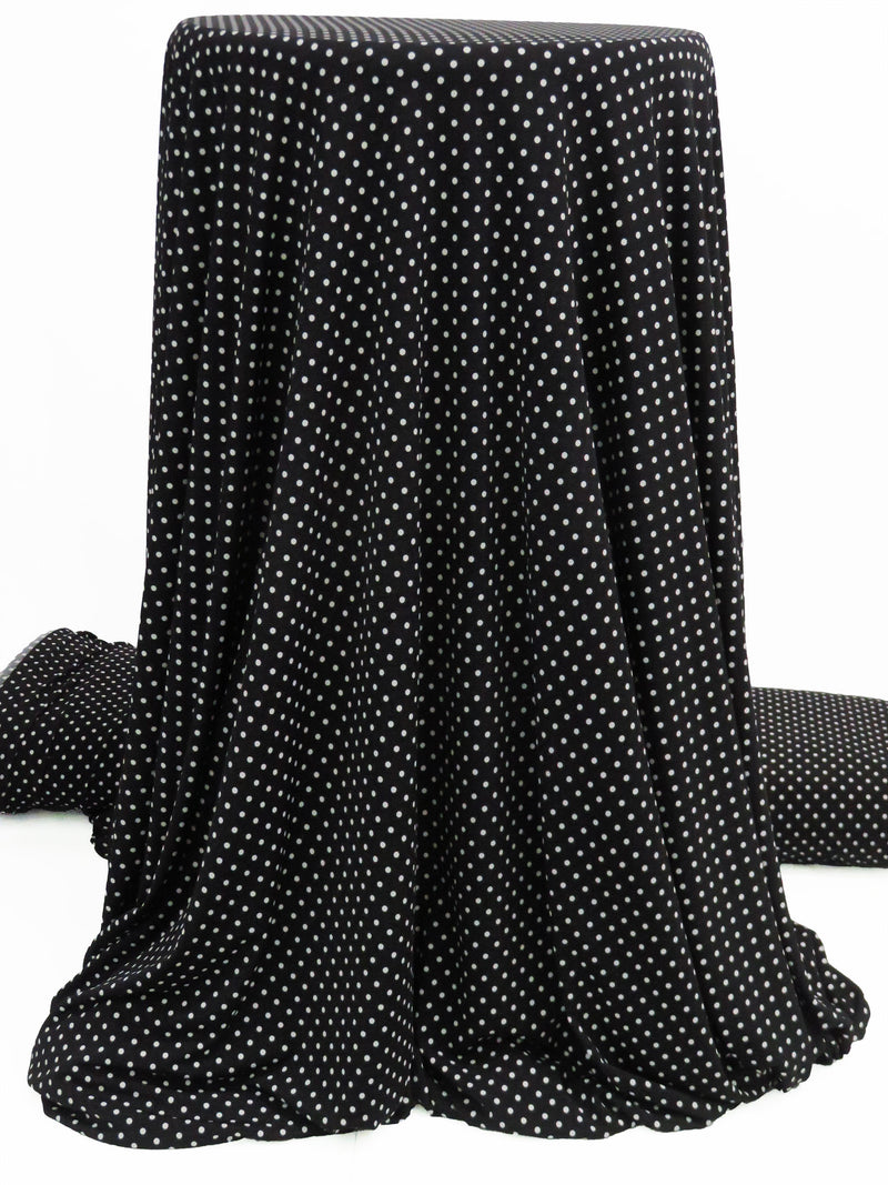 Black/White Polyester/Lycra Small Polka Dot Print ITY Knit - NY Designer - 56W