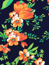 Muted Dark Navy/Orange Soda/Kiwi/Multi Polyester/Lycra Floral Print ITY Knit - NY Designer - 58W