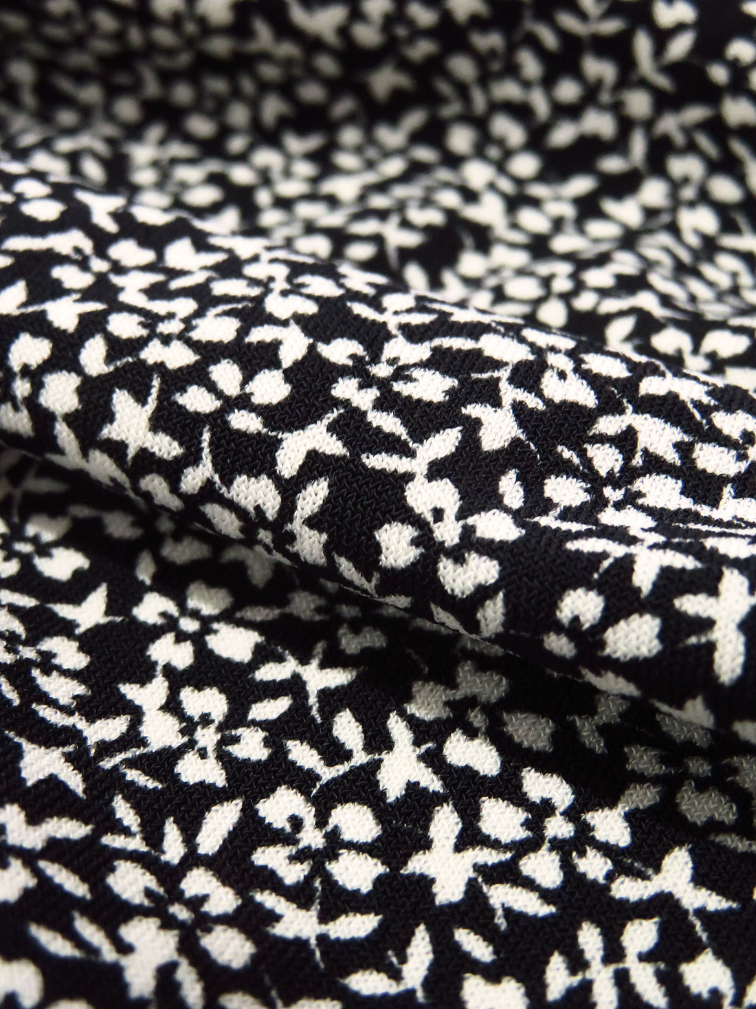 Black/Beige Polyester/Lycra Ditsy Floral Print ITY Knit - NY Designer - 60W