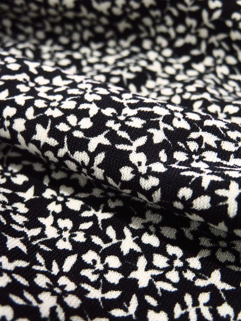 Black/Beige Polyester/Lycra Ditsy Floral Print ITY Knit - NY Designer - 60W