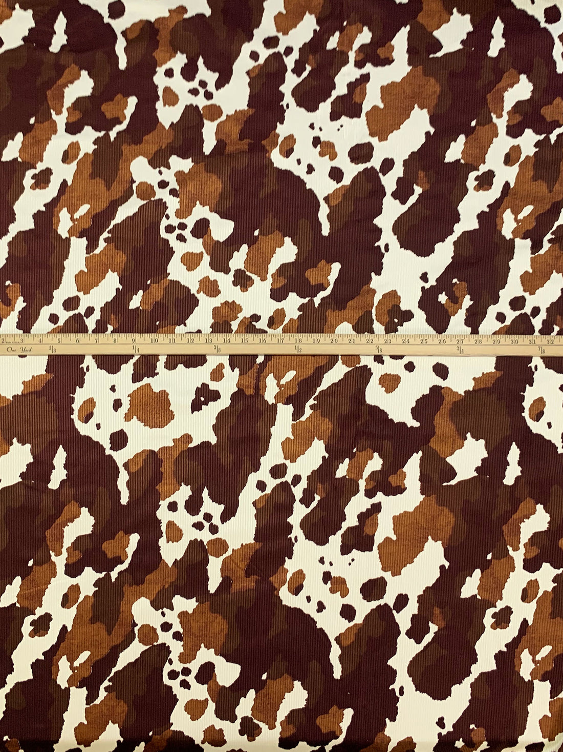 Antique Off-White/Redwood/Copper Cotton/Modal/Lycra Calico Cow Print Stretch Corduroy - NY Designer - 51W