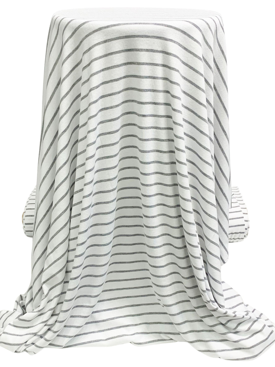 White/Heathered Gray Cotton/Modal/Lycra Horizontal Stripe Ribbed Knit - Michael Stars - 47W