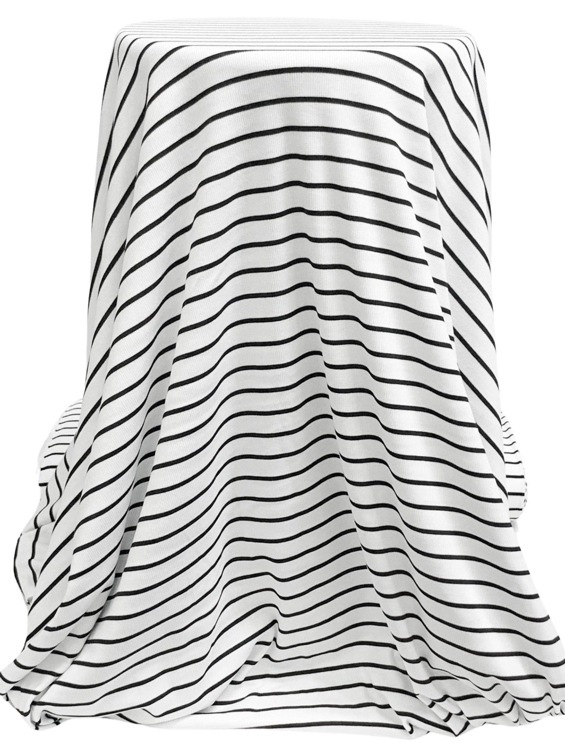 White/Black Cotton/Modal/Lycra Horizontal Stripe Ribbed Knit - Michael Stars - 47W