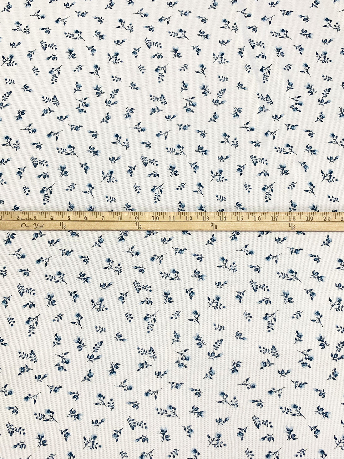 Eggshell White/Dark Imperial Blue/Pewter Blue Cotton/Modal Floral Print Thermal Knit - Michael Stars - 55W