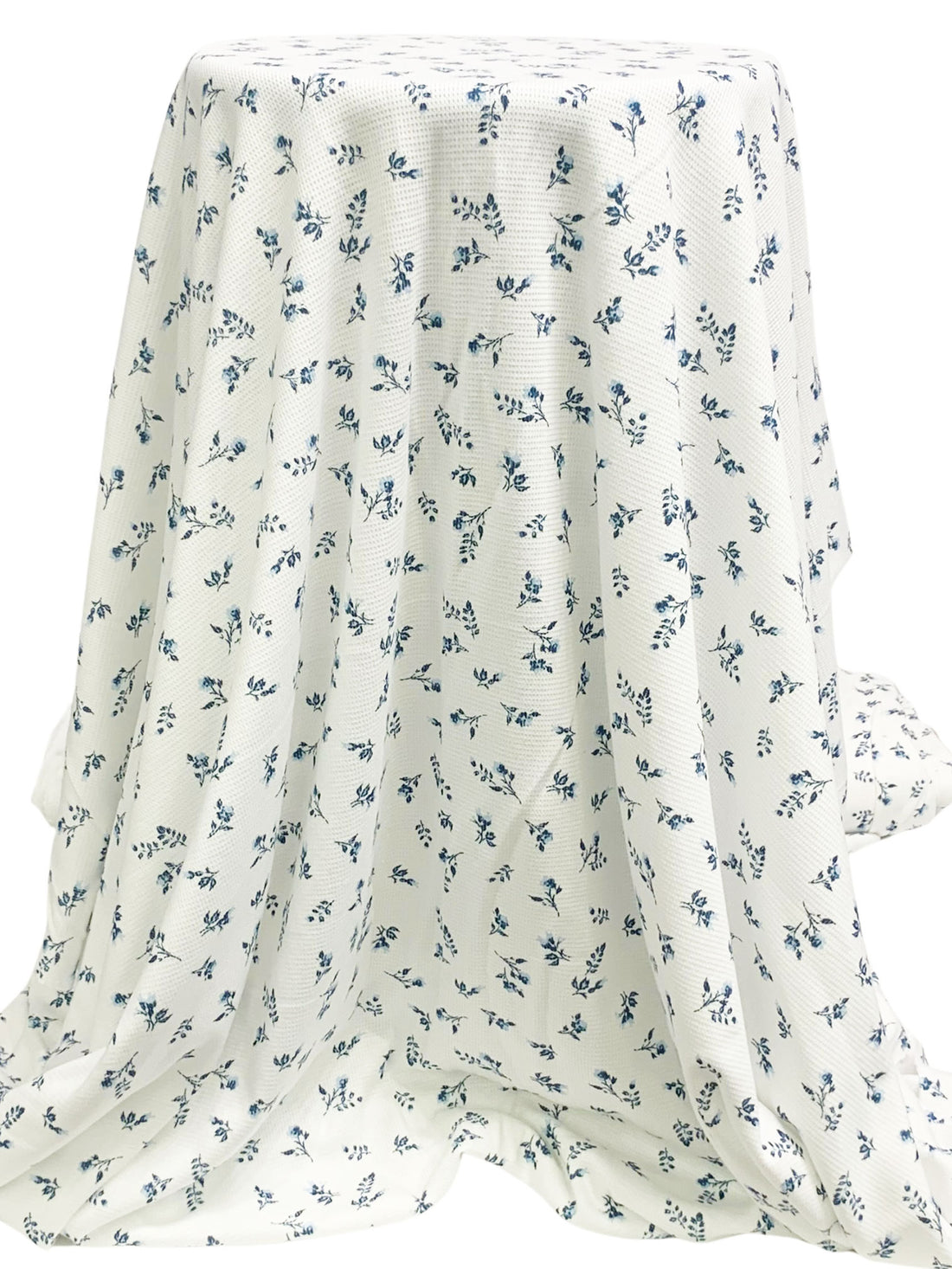 Eggshell White/Dark Imperial Blue/Pewter Blue Cotton/Modal Floral Print Thermal Knit - Michael Stars - 55W