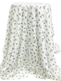 Eggshell White/Dark Imperial Blue/Pewter Blue Cotton/Modal Floral Print Thermal Knit - Michael Stars - 55W