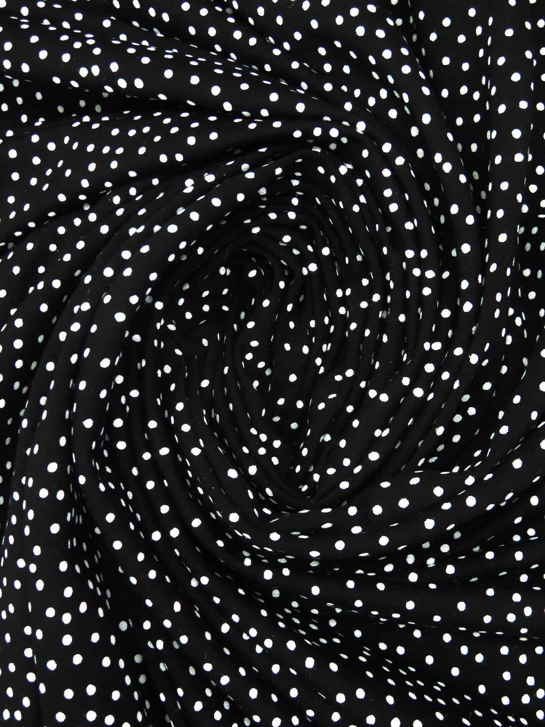 Black/White Rayon/Lycra Scattered Dot Print Jersey Knit 58W