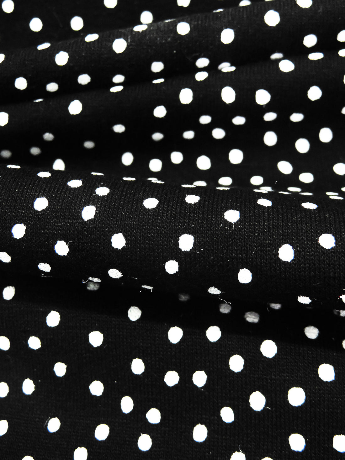 Black/White Rayon/Lycra Scattered Dot Print Jersey Knit 58W