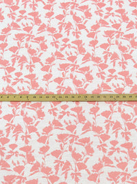 Cherry Pink/Soft White Cotton/Polyester/Rayon Floral Design Jacquard - NY Designer - 62W