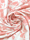 Cherry Pink/Soft White Cotton/Polyester/Rayon Floral Design Jacquard - NY Designer - 62W