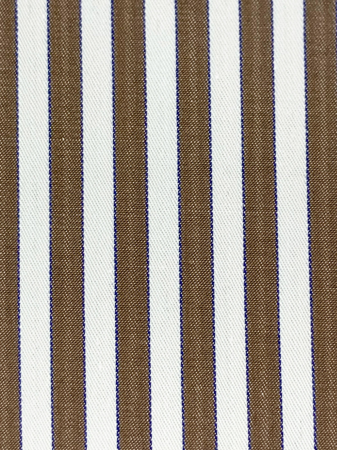 White/Coffee/Dark Blue 100% Cotton Vertical Stripe Weave Shirting 58W