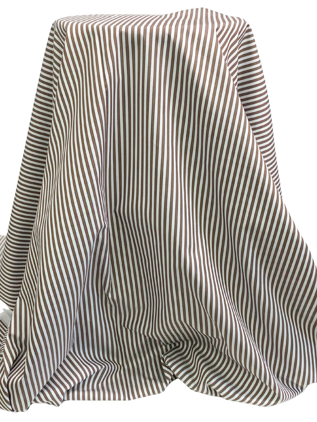 White/Coffee/Dark Blue 100% Cotton Vertical Stripe Weave Shirting 58W